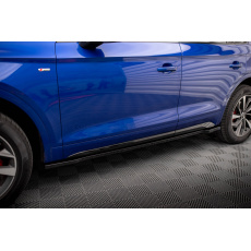 Maxton Design difuzory pod boční prahy pro Audi Q5 Mk2 S-Line Facelift, černý lesklý plast ABS, vč. Sportback