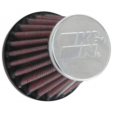 K&N univerzální kulatý zkosený filtr se vstupem 40 mm a výškou 76 mm, kovový vrchlík