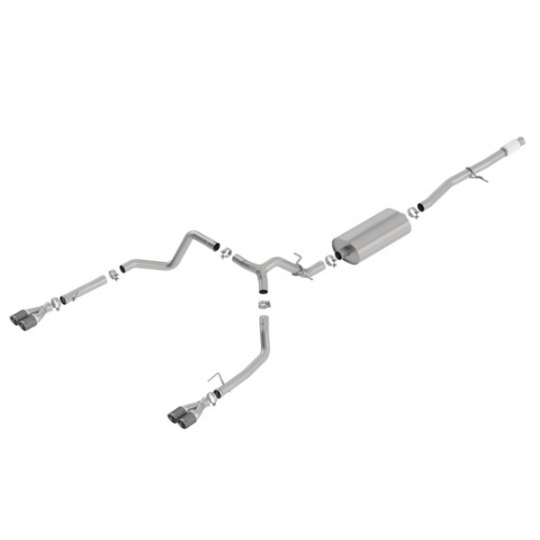 Borla Cat-Back výfukový systém "Touring" pro Chevrolet Silverado 1500 5,3l V8, s aut. převodovkou, EC/SB 78,8", CC/SHB 69,3", r.v. 2019-2020, typ koncovek: karbonové Borla Cat-Back výfukový systém "Touring" pro Chevrolet Silverado 1500 5,3l V8, s aut. převodovkou, EC/SB 78,8", CC/SHB 69,3", r.v. 2019-2020, typ koncovek: karbonové