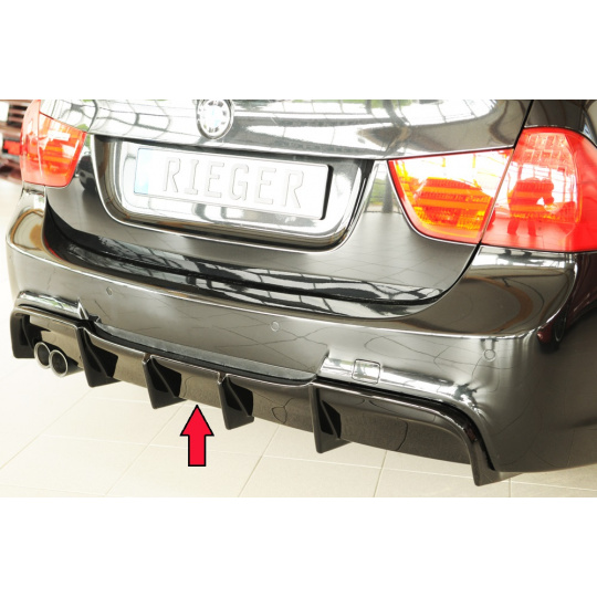 Rieger vložka zadního nárazníku pro BMW řada 3 E91 touring, plast ABS lakovaný do černé lesklé barvy, pro originální koncovku na levé straně Rieger vložka zadního nárazníku pro BMW řada 3 E91 touring, plast ABS lakovaný do černé lesklé barvy, pro originální koncovku na levé straně