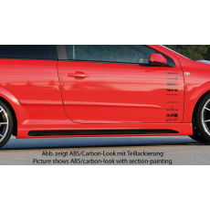 Rieger boční práh mont. strana levá pro Opel Astra H GTC, Twin-Top 3-dvéř., kabriolet, plast ABS s povrchovou úpravou Carbon-Look, s prolisem a výřezem Rieger boční práh mont. strana levá pro Opel Astra H GTC, Twin-Top 3-dvéř., kabriolet, plast ABS s povrchovou úpravou Carbon-Look, s prolisem a výřezem