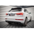 Maxton Design středový spoiler pod zadní nárazník s žebrováním pro Audi Q3 8U Facelift S-Line, černý lesklý plast ABS