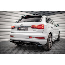 Maxton Design středový spoiler pod zadní nárazník s žebrováním pro Audi Q3 8U Facelift S-Line, černý lesklý plast ABS