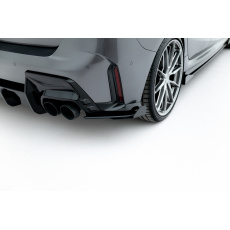 Maxton Design "Street Pro" boční difuzory pod zadní nárazník s křidélky ver.2 pro BMW řada 1 F70, plast ABS bez povrchové úpravy, M135i, s černou a červenou linkou