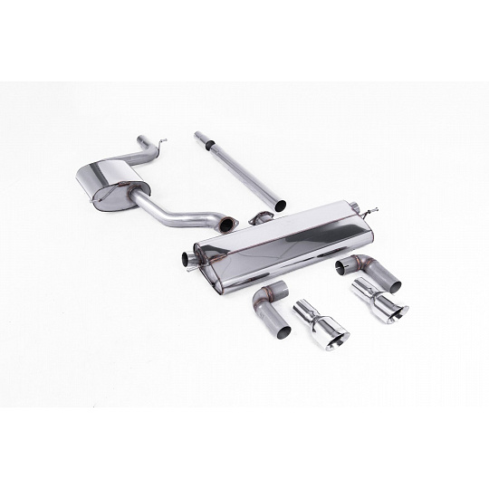 Milltek Sport výfukový systém cat-back s rezonátorem (vyžaduje difuzor z GTI) pro Volkswagen Golf Mk7.5 1.5TSI Evo GT, R-Line (s i bez GPF/OPF) 2017-2021, typ koncovek: GT-100 leštěné