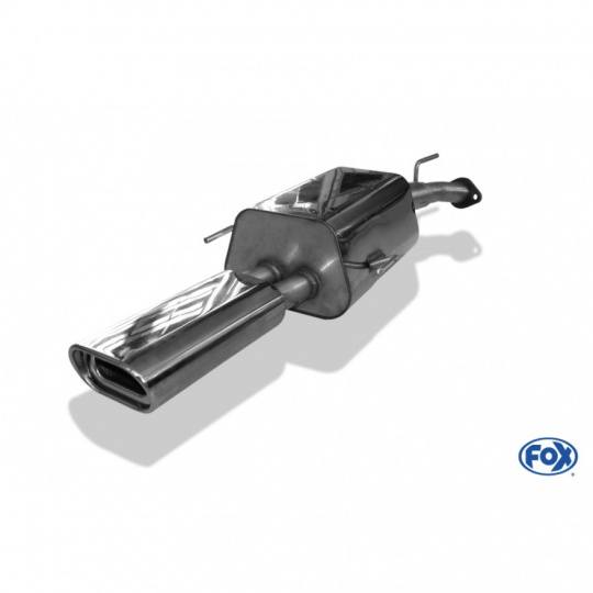 Fox Sportauspuff koncový tlumič výfuku s koncovkou 135x80 Typ 53 pro Opel Astra G s motorem 1.2, 1.4, 1.6, 1.7 D, 1.8, 2.0, 2.0 D, 2.2, 2.2 D, notchback