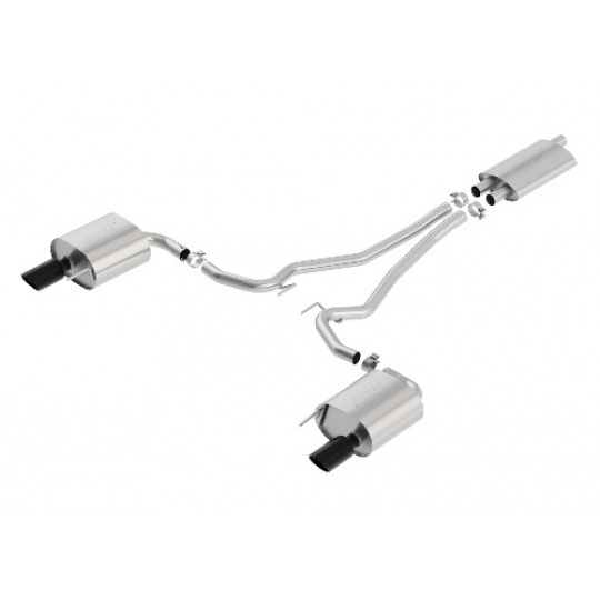 Borla Cat-Back výfukový systém s homologací EC pro Ford Mustang 2,3l EcoBoost RWD, 2-dvéř., r.v. od 2015-2020, typ koncovek: černé Borla Cat-Back výfukový systém s homologací EC pro Ford Mustang 2,3l EcoBoost RWD, 2-dvéř., r.v. od 2015-2020, typ koncovek: černé