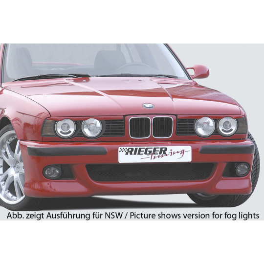 Rieger přední nárazník pro BMW řada 5 E34 sedan, touring, plast ABS bez povrchové úpravy, bez držáků mlhových světel Rieger přední nárazník pro BMW řada 5 E34 sedan, touring, plast ABS bez povrchové úpravy, bez držáků mlhových světel