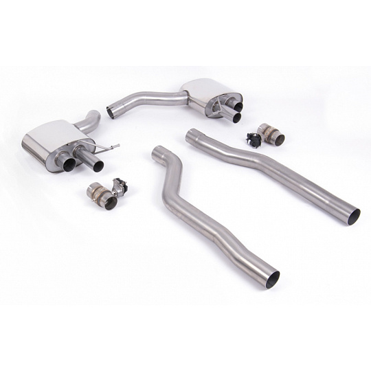 Milltek Sport Front Pipe-back Front Silencer Back System (Twin 80mm) pro Audi RS6 C8 4.0 V8 bi-turbo (s OPF/GPF) 2019-2024, oválné leštěné koncovky