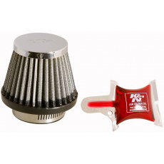 K&N univerzální kulatý zkosený filtr se vstupem 43 mm a výškou 60 mm, kovový vrchlík