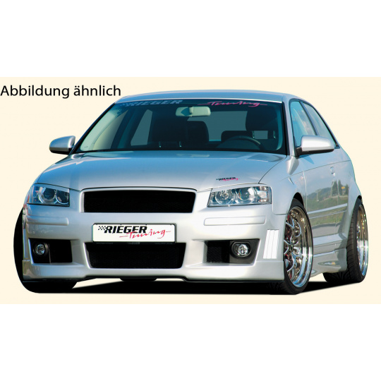 Rieger přední nárazník pro Audi A3 8P 3-dvéř. před faceliftem, plast ABS bez povrchové úpravy, s držáky a kryty originálních mlhových světel, vč. integrované masky, bez žebrování