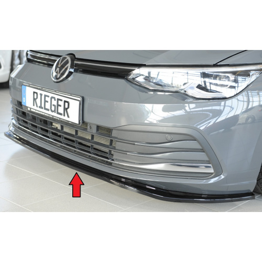 Rieger lipa pod přední nárazník pro Volkswagen Golf 8 3-dvéř., 12/19-, plast ABS lakovaný do černé lesklé barvy