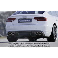 Rieger spoiler pod zadní nárazník pro Audi A5 B8, B81 Sportback před faceliftem r.v. 06/07-07/11, plast ABS s povrchovou úpravou Carbon-Look, mimo S-Line, pro orig. dvojitou koncovku vlevo