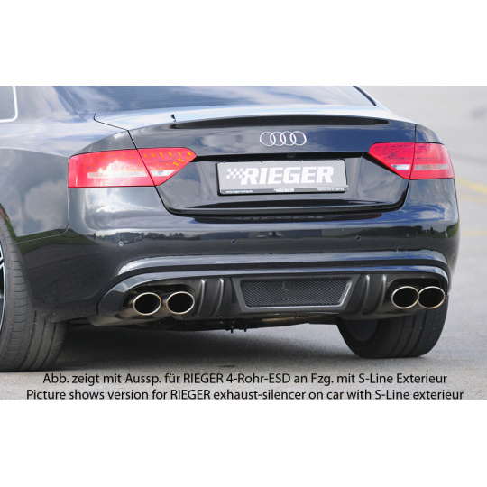 Rieger vložka zadního nárazníku pro Audi A5 B8, B81 kabriolet, kupé před faceliftem, plast ABS s povrchovou úpravou Carbon-Look, mimo S-Line, pro orig. koncovky na obou stranách