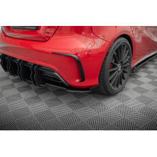 Maxton Design "Street Pro" boční difuzory pod zadní nárazník s křidélky pro Mercedes třída A W176 Facelift A45 AMG, plast ABS bez povrchové úpravy, s červenou linkou