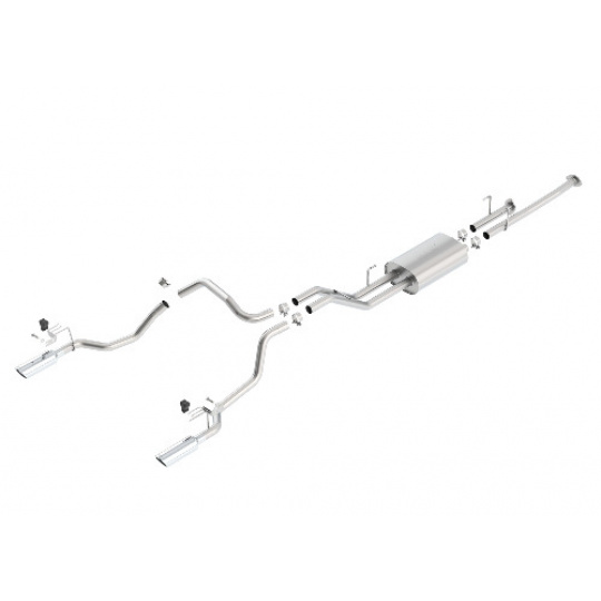 Borla Cat-Back výfukový systém "Touring" pro Toyota Tundra 4,6l/5,7l s automatickou převodovkou, DCM/SHB, DC/SB, r.v. od 14-20, typ koncovek: chromové Borla Cat-Back výfukový systém "Touring" pro Toyota Tundra 4,6l/5,7l s automatickou převodovkou, DCM/SHB, DC/SB, r.v. od 14-20, typ koncovek: chromové