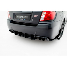 Maxton Design "Street Pro" difuzor zadního nárazníku pro Subaru Impreza WRX STi Mk3 Facelift, plast ABS bez povrchové úpravy, s červenou linkou