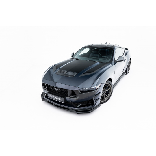 Maxton Design spoiler pod přední nárazník ver.2 pro Ford Mustang Mk7 Dark Horse, černý lesklý plast ABS