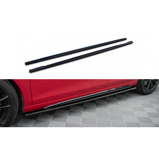 Maxton Design difuzory pod boční prahy pro Volkswagen Golf GTI Mk6, černý lesklý plast ABS
