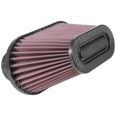 K&N univerzální oválný zkosený filtr se vstupem 76 mm a výškou 140 mm, karbonový vrchlík