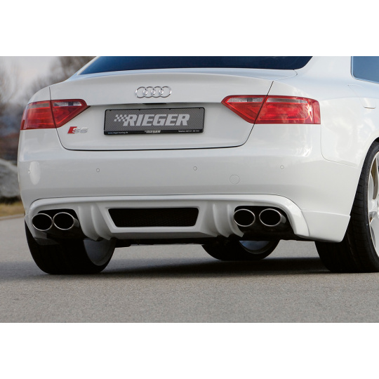 Rieger spoiler pod zadní nárazník pro Audi A5 B8, B81 Sportback před faceliftem r.v. 06/07-07/11, plast ABS bez povrchové úpravy, mimo S-Line, pro dvojité koncovky na obou stranách 4x115x85 mm
