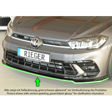 Rieger lipa pod přední nárazník pro Volkswagen Polo AW 5-dvéř., 06/21-, plast ABS lakovaný do černé lesklé barvy Rieger lipa pod přední nárazník pro Volkswagen Polo AW 5-dvéř., 06/21-, plast ABS lakovaný do černé lesklé barvy