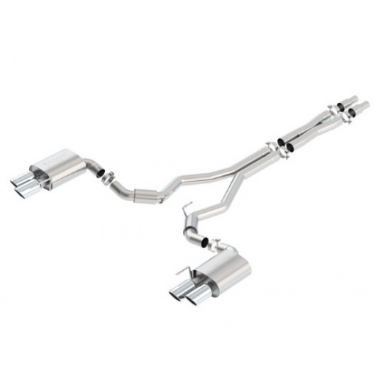 Borla Cat-Back výfukový systém "S-Type" pro Ford Mustang GT 5,0l RWD 2-dvéř. bez "active valve exhaust", r.v. 2018-2020, typ koncovek: chromové Borla Cat-Back výfukový systém "S-Type" pro Ford Mustang GT 5,0l RWD 2-dvéř. bez "active valve exhaust", r.v. 2018-2020, typ koncovek: chromové