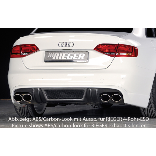 Rieger spoiler pod zadní nárazník pro Audi A4 B8, B81 avant, sedan před faceliftem r.v. 11/07-12/11, plast ABS bez povrchové úpravy, S-Line, pro koncovky na obou stranách