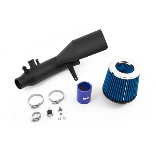 Forge Motorsport kit sání pro Fiat Grande Punto 1.4 T-Jet, r.v. 2005-2009, barva hadice: modrá, povrch trubky: černý Forge Motorsport kit sání pro Fiat Grande Punto 1.4 T-Jet, r.v. 2005-2009, barva hadice: modrá, povrch trubky: černý