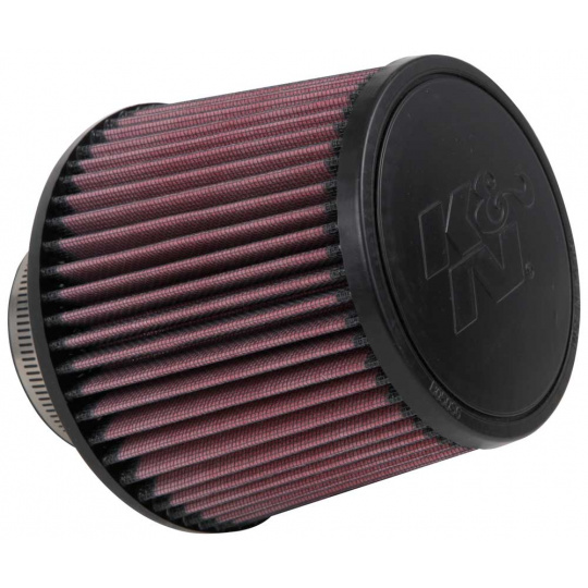 K&N univerzální kulatý zkosený filtr se vstupem 76 mm a výškou 127 mm, gumový vrchlík, vnější průměr vrchlíku 127 mm