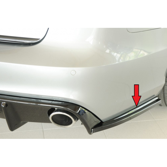 Rieger spoiler pod zadní nárazník na pravé straně pro Audi A6 S6 4G, C7 sedan r.v. 02/12-08/14, plast ABS lakovaný do černé lesklé barvy