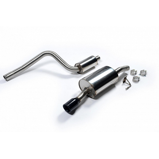 Milltek Sport homologovaný výfuk cat-back s rezonátorem (tišší) pro Ford Fiesta Mk6 ST 150 2005-2008, černá kulatá koncovka Milltek Sport homologovaný výfuk cat-back s rezonátorem (tišší) pro Ford Fiesta Mk6 ST 150 2005-2008, černá kulatá koncovka