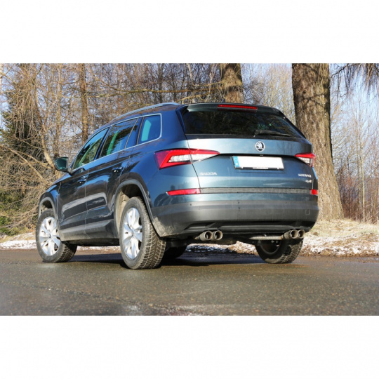 Fox Sportauspuff koncový tlumič výfuku s koncovkou 2x80 Typ 25 na obou stranách pro Škoda Kodiaq 2017- s motorem 2.0 TDI, vyústění v nárazníku
