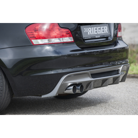 Rieger vložka zadního nárazníku pro BMW řada 1 E82, E88 kabriolet, kupé, plast ABS s povrchovou úpravou Carbon-Look, pro dvojitou koncovku vlevo Rieger vložka zadního nárazníku pro BMW řada 1 E82, E88 kabriolet, kupé, plast ABS s povrchovou úpravou Carbon-Look, pro dvojitou koncovku vlevo