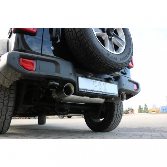 Fox Sportauspuff koncový tlumič výfuku s koncovkou 1x100 Typ 25 na obou stranách pro Jeep Wrangler IV 2017- s motorem 2.0 Fox Sportauspuff koncový tlumič výfuku s koncovkou 1x100 Typ 25 na obou stranách pro Jeep Wrangler IV 2017- s motorem 2.0