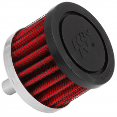 K&N univerzální odvětrávací filtr s vnějším průměrem 51 mm a výškou 38 mm, průměr vstupu, délka vstupní příruby 22 mm, materiál Netkaná syntetická textilie, vrchlík gumový vrchlík, vnější průměr vstupu 10 mm