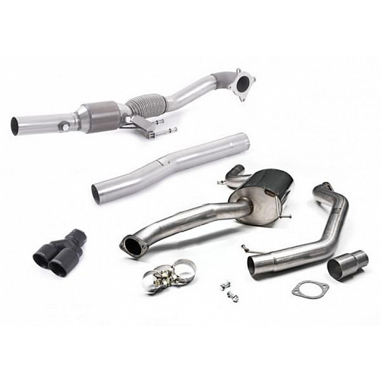 Milltek Sport výfukový systém Turbo-back vč. Hi-Flow sportovního katalyzátoru pro Volkswagen Jetta Mk6 GLI 2.0 TSI 2011-2014, dvojité černé koncovky