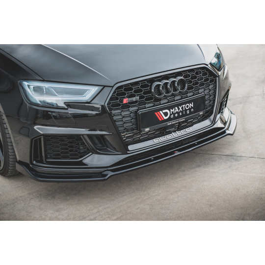 Maxton Design spoiler pod přední nárazník ver.3 pro Audi RS3 8V Facelift, černý lesklý plast ABS