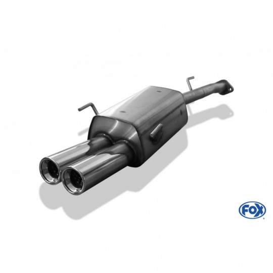 Fox Sportauspuff koncový tlumič výfuku s koncovkou 2x80 Typ 13 pro Opel Astra G s motorem 1.4, 1.6, 1.7 TD, 1.7 TDI, 1.8, 2.0, 2.0 DI, 2.0 TD, 2.2, 2.2 DTi, model CC