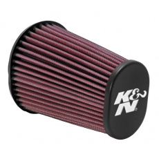K&N univerzální oválný rovný filtr se vstupem 62 mm a výškou 152 mm, kovový vrchlík lakovaný