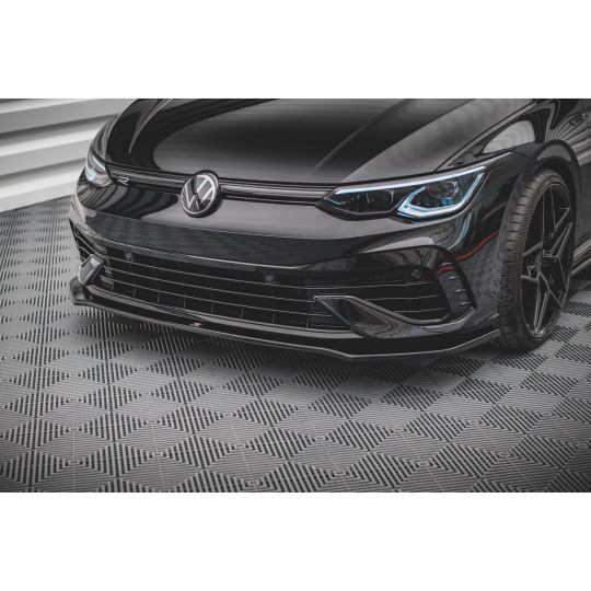 Maxton Design spoiler pod přední nárazník ver.3 pro Volkswagen Golf R Mk8, černý lesklý plast ABS