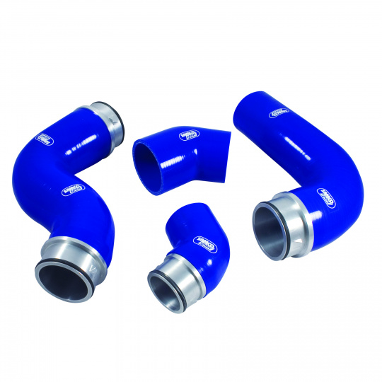 Samco Sport 4-dílná sada silikonových hadic pro vedení tlakového vzduchu pro Audi A3  2.0 FSi Turbo AXX/BWA s koncovkami a hadicovými sponami, barva: modrá