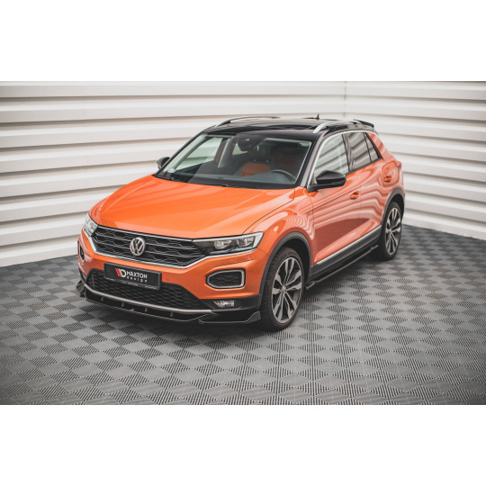Maxton Design spoiler pod přední nárazník pro Volkswagen T-roc Mk1, černý lesklý plast ABS