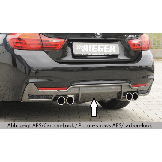 Rieger vložka zadního nárazníku pro BMW řada 4 F32, F33, F36 coupe (3-dvéř.), gran coupe (5-dvéř.), kabriolet vč. faceliftu, plast ABS bez povrchové úpravy, pro dvojité koncovky na obou stranách 4x80 mm (435i/440i look) vč. mřížky Rieger vložka zadního nárazníku pro BMW řada 4 F32, F33, F36 coupe (3-dvéř.), gran coupe (5-dvéř.), kabriolet vč. faceliftu, plast ABS bez povrchové úpravy, pro dvojité koncovky na obou stranách 4x80 mm (435i/440i look) vč. mřížky