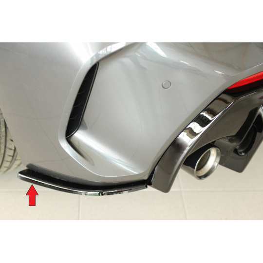 Rieger spoiler pod zadní nárazník na levé straně pro BMW řada 1 F40 hatchback / 4-dr. r.v. 07/19-, plast ABS lakovaný do černé lesklé barvy