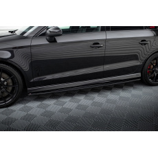 Maxton Design difuzory pod boční prahy pro Audi RS3 8V Facelift, černý lesklý plast ABS, Sedan