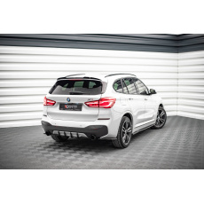 Maxton Design "Street Pro" difuzor zadního nárazníku pro BMW X1 F48 /M-Pack, plast ABS bez povrchové úpravy, s červenou linkou