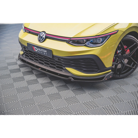 Maxton Design spoiler pod přední nárazník s křidélky ver.1 pro Volkswagen Golf GTI Mk8, černý lesklý plast ABS, Clubsport