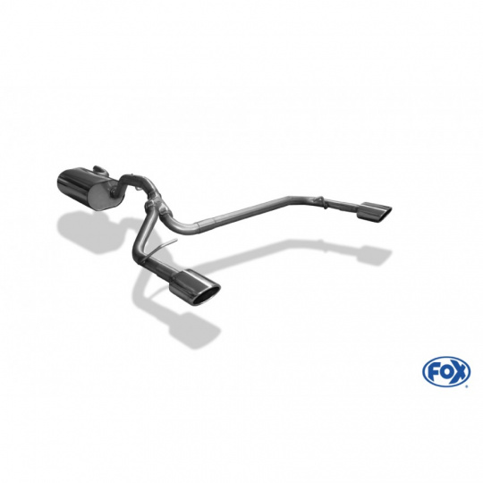 Fox Sportauspuff koncový tlumič výfuku s koncovkou 106x71 Typ 32 na obou stranách pro Ford Focus III 2012- s motorem 1.6 D Fox Sportauspuff koncový tlumič výfuku s koncovkou 106x71 Typ 32 na obou stranách pro Ford Focus III 2012- s motorem 1.6 D