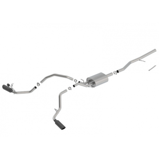 Borla Cat-Back výfukový systém "ATAK" typ 36 s koncovkami na boku pro GMC Sierra 1500 5,3l CC/SB 78,7", WB 153", r.v. od 14-18, typ koncovek: černé Borla Cat-Back výfukový systém "ATAK" typ 36 s koncovkami na boku pro GMC Sierra 1500 5,3l CC/SB 78,7", WB 153", r.v. od 14-18, typ koncovek: černé